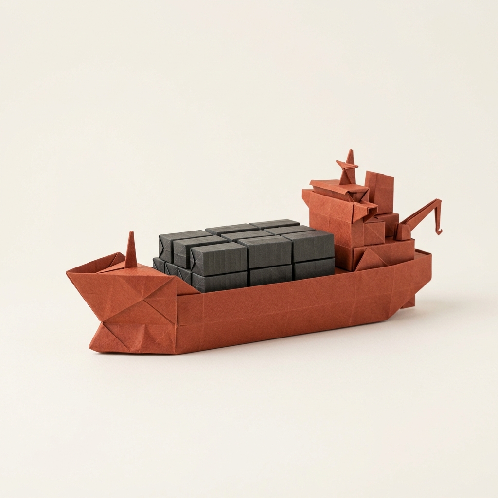 An origami cargo ship representing logistics automation